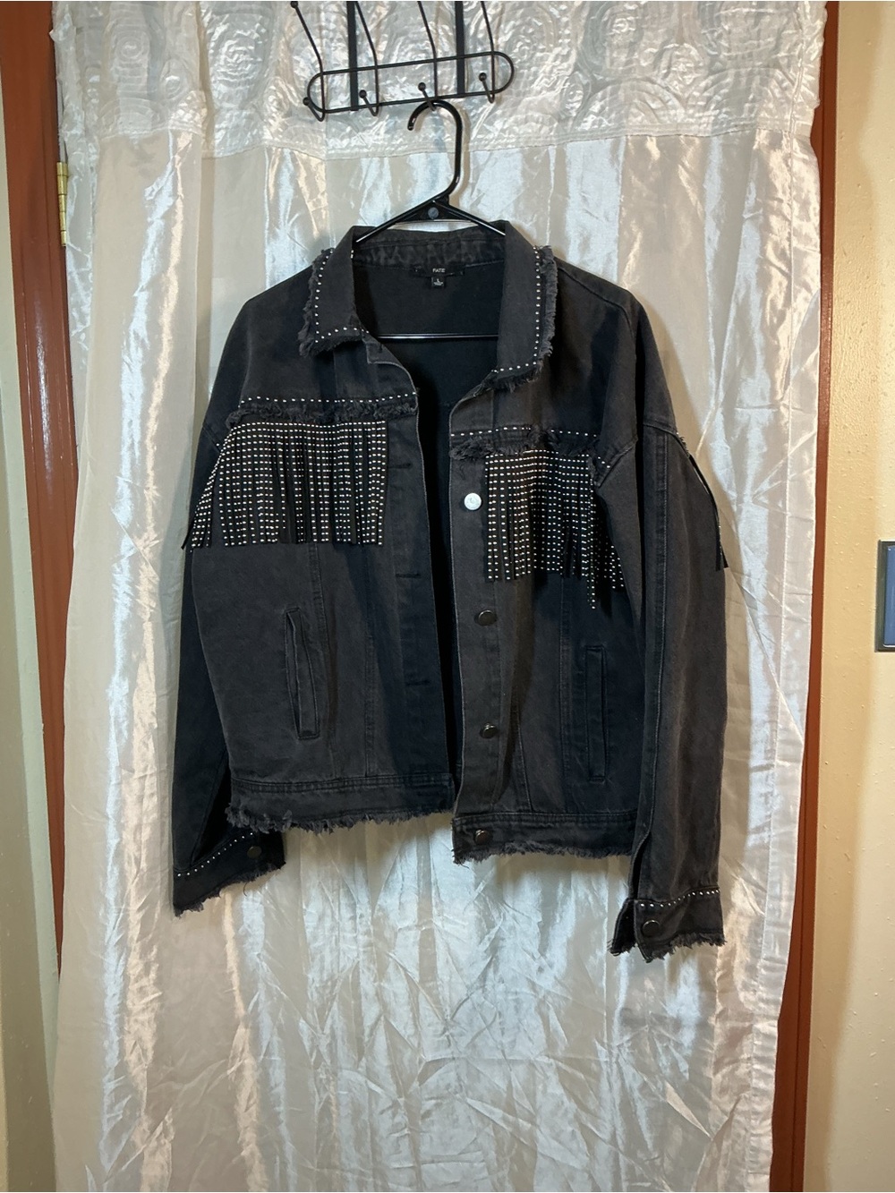 Fate Black Studded Fringe Denim Jacket